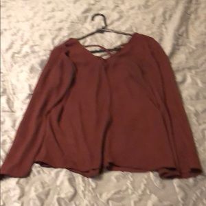 Maroon blouse flutter sleeves
